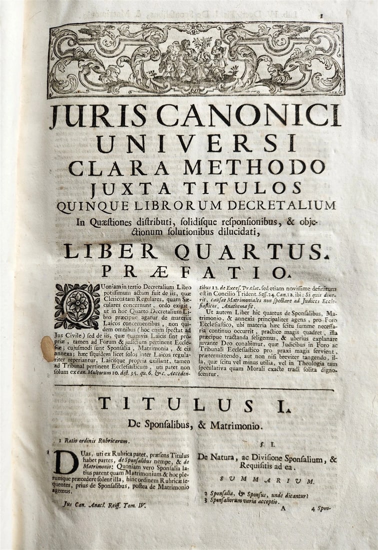 1742 CANON LAW by Anacleto Reiffenstuel 4 FOLIO VELLUM BOUND VOLUMES antique - 10