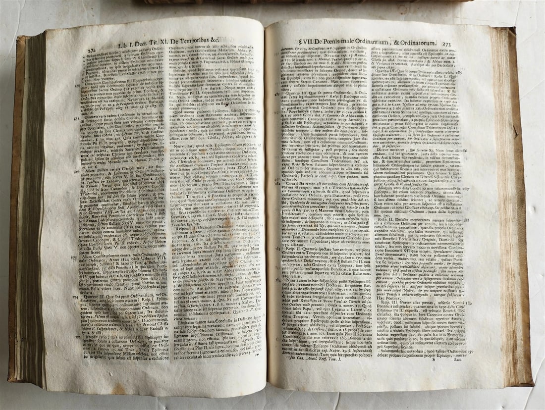 1742 CANON LAW by Anacleto Reiffenstuel 4 FOLIO VELLUM BOUND VOLUMES antique - 8