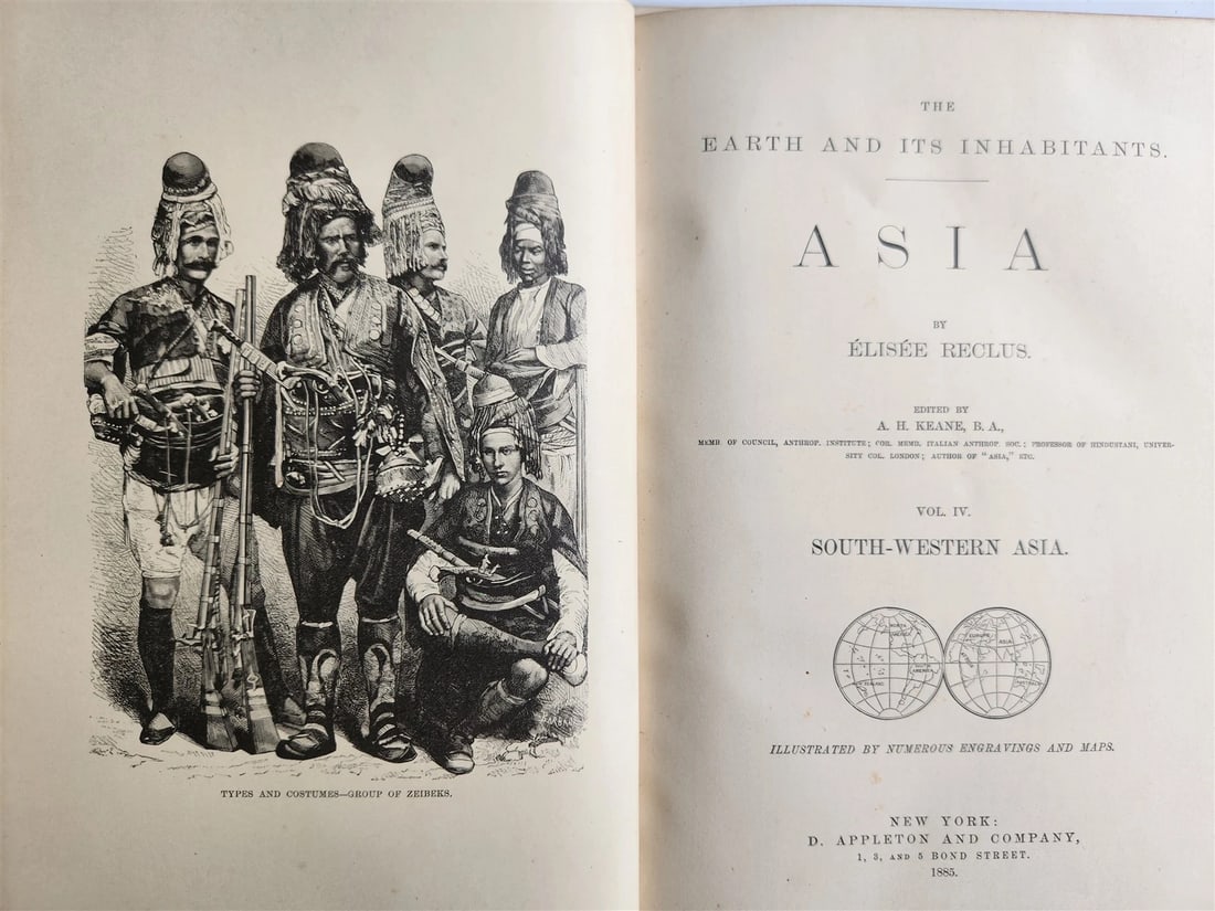 1884-85 EARTH & ITS INHABITANTS ASIA 4 ILLUSTRATED VOLUMES antique - 15