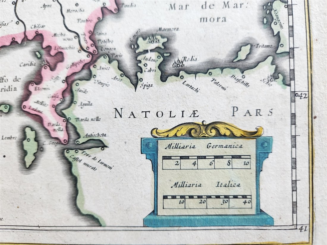 1640 SERBIA BULGARIA ROMANIA MAP by WILLEM BLAEU antique AUTHENTIC hand colored - 2