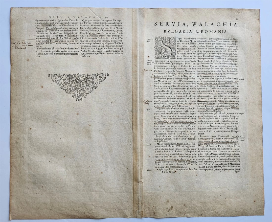1640 SERBIA BULGARIA ROMANIA MAP by WILLEM BLAEU antique AUTHENTIC hand colored - 4