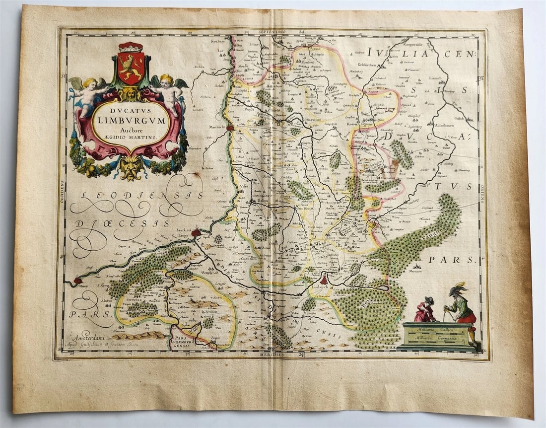 1640 MAP of LIMBURG NETHERLANDS by WILLEM BLAEU antique AUTHENTIC hand colored (1 of 4)