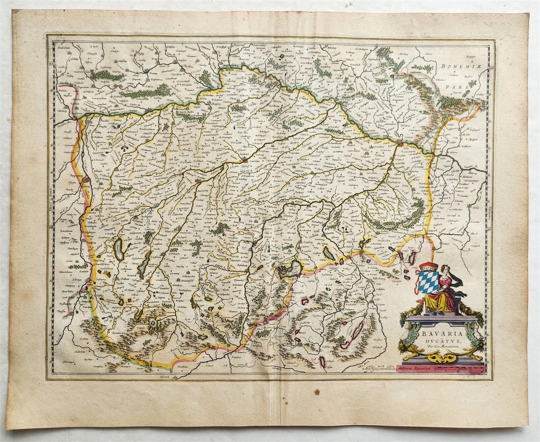1640 MAP of GERMANY DUCHY BAVARIA by WILLEM BLAEU antique AUTHENTIC hand colored: Title: 1640 MAP of GERMANY DUCHY BAVARIA by WILLEM BLAEU antique AUTHENTIC hand colored Description: MAP BAVARIA DUCATUS Amsterdam: Willem Blaeu; 1640. (from : Theatrum orbis terrarum, sive Atlas novu