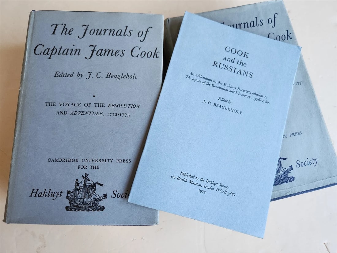 1967-74 JOURNALS of CAPTAIN JAMES COOK on HIS VOYAGES of DISCOVERY antique 5 VOL - 16