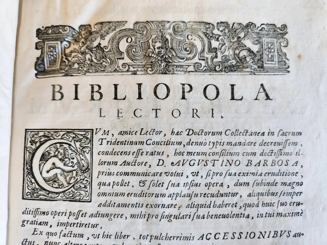 1701-1715 CANON LAW 6 FOLIO VOLUMES by AUGUSTINI BARBOSAE antique VELLUM BINDING - 14