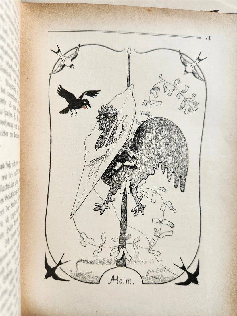 1900s ILLUSTRATED GERMAN CHILDREN BOOK antique FAIRYTALE LAND OF ANIMALS - 16