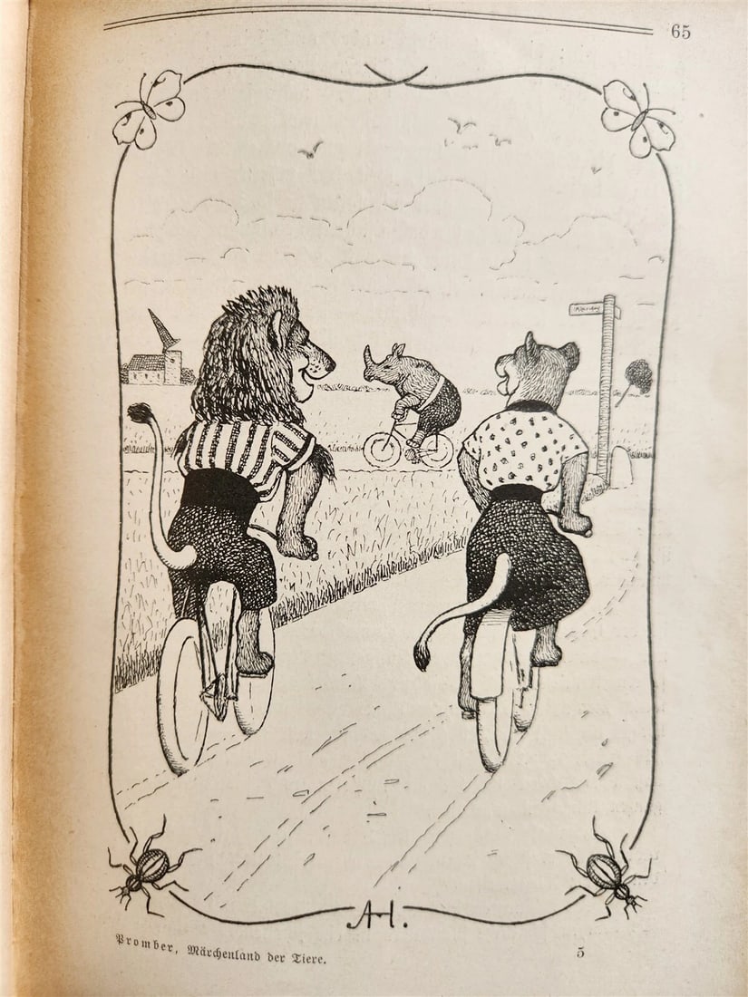 1900s ILLUSTRATED GERMAN CHILDREN BOOK antique FAIRYTALE LAND OF ANIMALS - 17