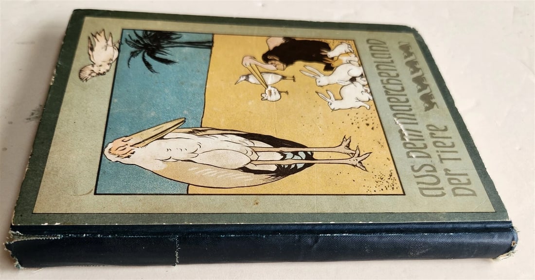 1900s ILLUSTRATED GERMAN CHILDREN BOOK antique FAIRYTALE LAND OF ANIMALS - 2