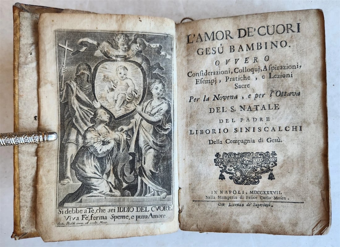 1737 L'AMOR DE CUORI GESU BAMBINIO by S. NATALE antique in ITALIAN vellum bound (1 of 7)