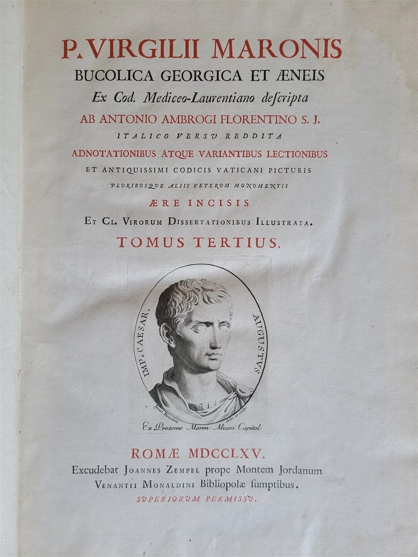 1764 VIRGIL ROMAN POETRY ILLUSTRATED 2 FOLIOS antique Bucolica Georgica antique - 3