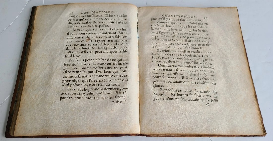 1661 AMAZING BINDING MORAL & POLITICAL MAXIMS by J.P. de la Serre FRENCH antique - 8