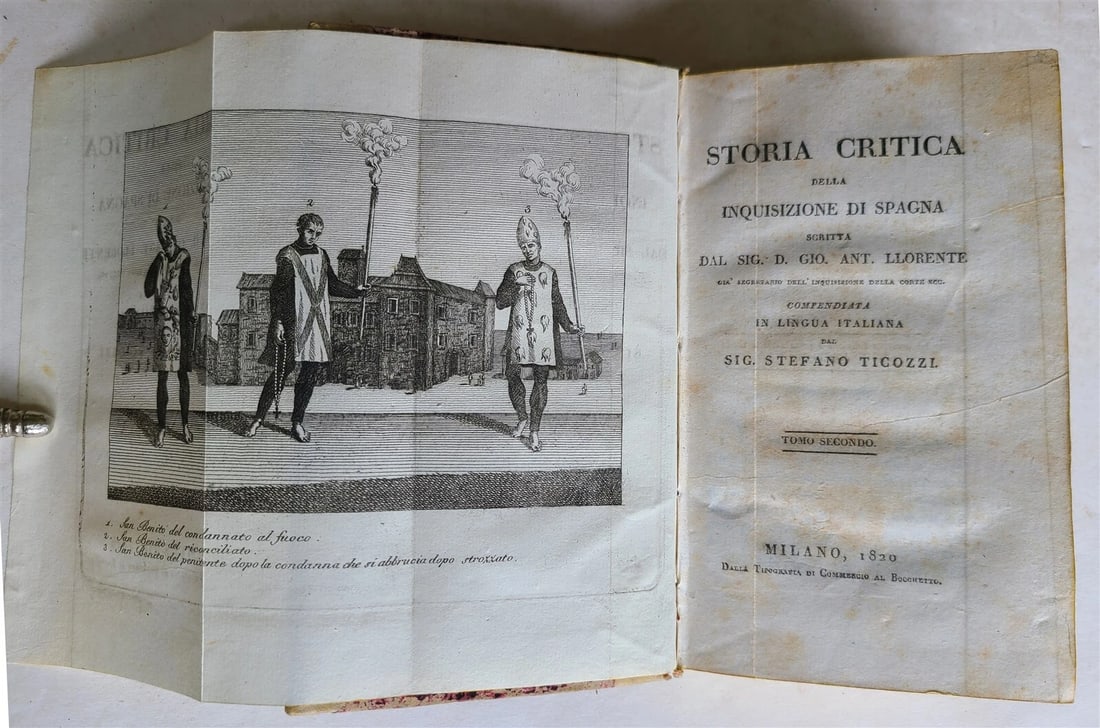 1820 HISTORY of SPANISH INQUISITION in ITALIAN 6 VOLUMES antique ILLUSTRATED - 15