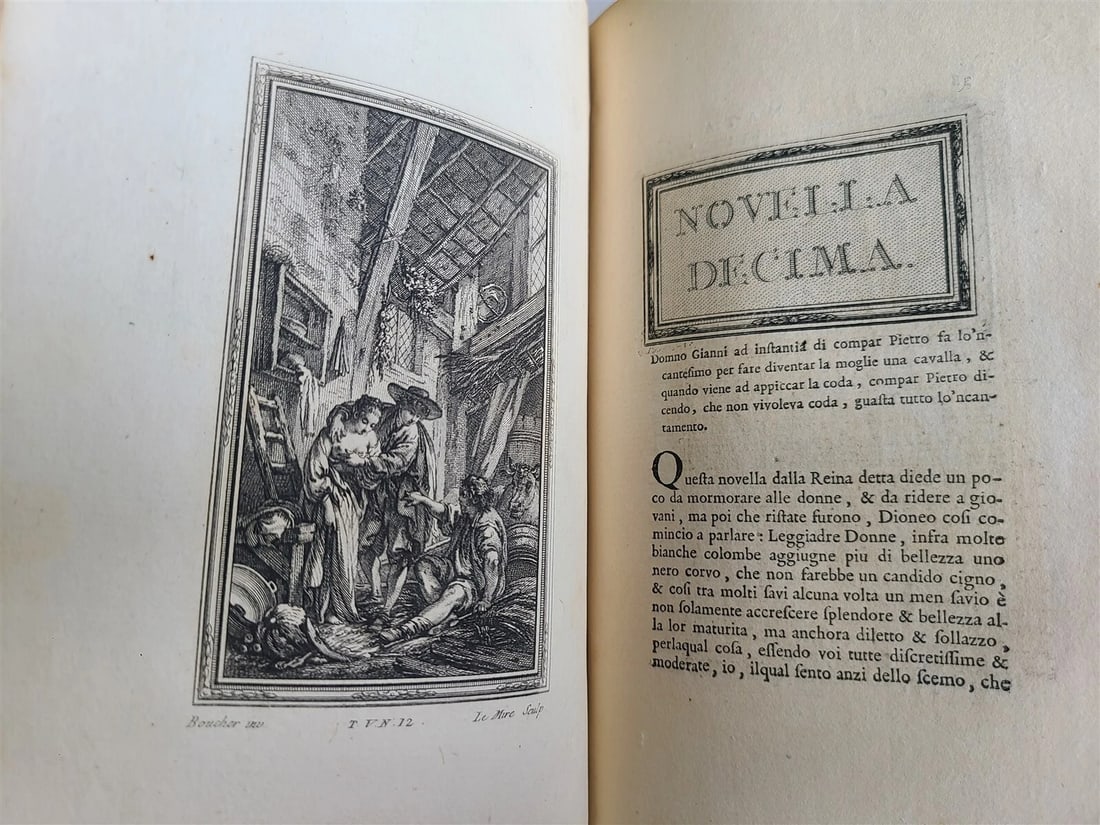 1757 IL DECAMERON by Giovanni BOCCACCIO antique 5 VOLUMES ILLUSTRATED 110 plates - 15