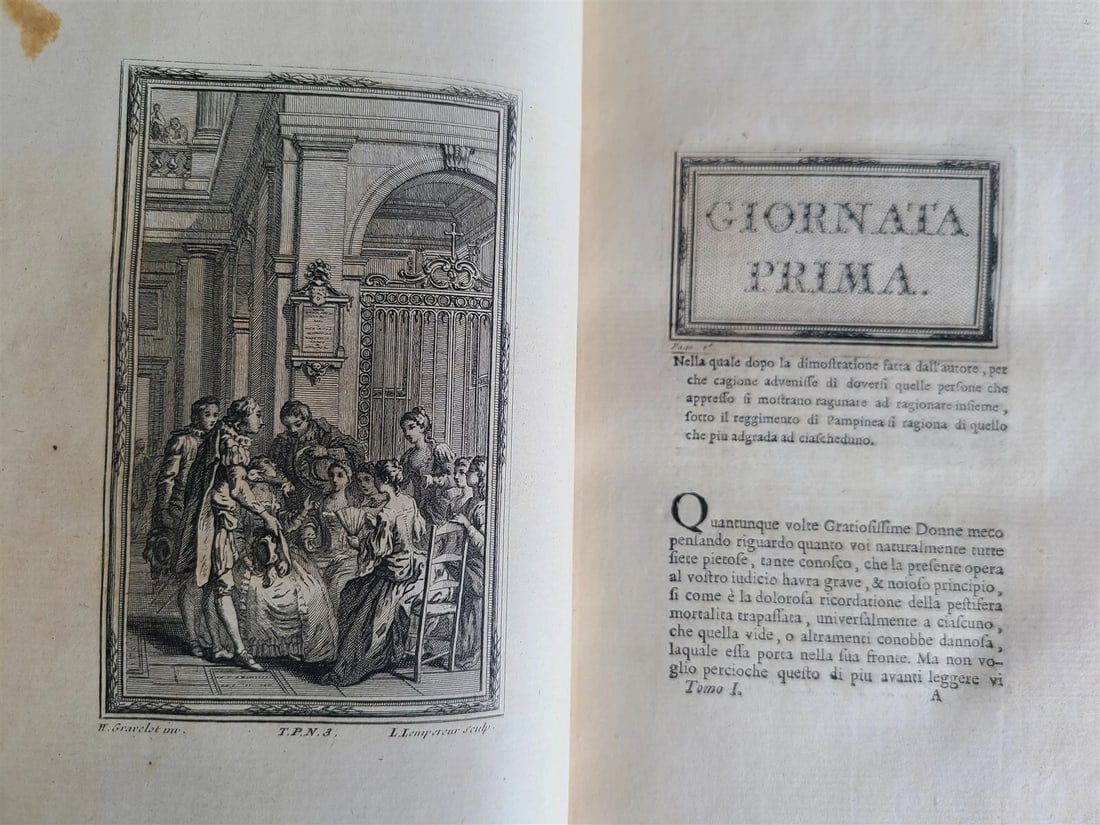1757 IL DECAMERON by Giovanni BOCCACCIO antique 5 VOLUMES ILLUSTRATED 110 plates - 7