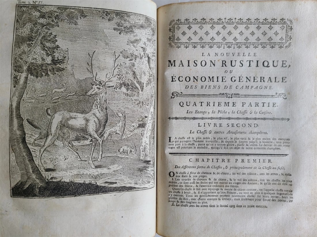 1777 2 VOLUMES antique ILLUSTRATED ANIMAL HUSBANDRY TOOLS PLANTING FORESTRY - 13