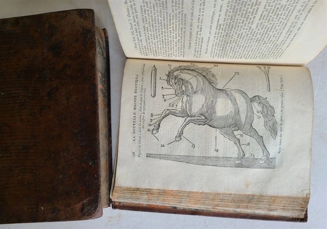 1777 2 VOLUMES antique ILLUSTRATED ANIMAL HUSBANDRY TOOLS PLANTING FORESTRY: Title: 1777 2 VOLUMES antique ILLUSTRATED ANIMAL HUSBANDRY TOOLS PLANTING FORESTRY Description: (Liger,L.). La nouvelle maison rustique, ou economie generale de tous les biens de campagne... (The new 