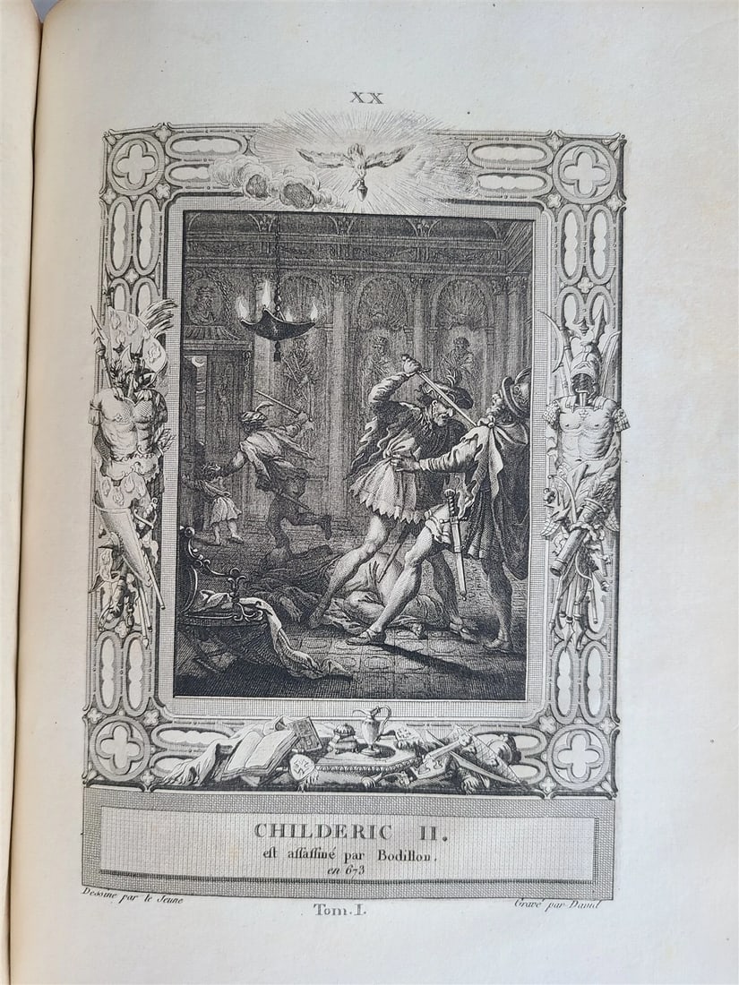 1787 FRENCH HISTORY 4 VOLUMES ILLUSTRATED w/ 115 NICE ENGRAVINGS antique - 16