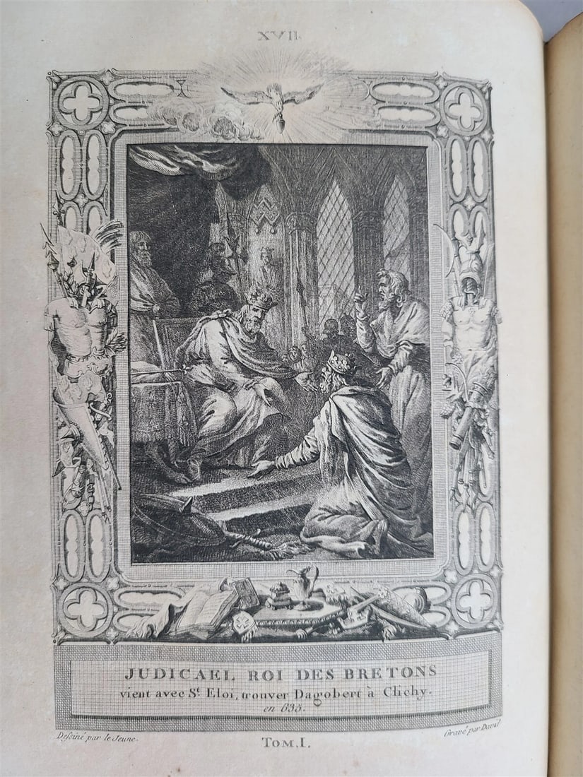 1787 FRENCH HISTORY 4 VOLUMES ILLUSTRATED w/ 115 NICE ENGRAVINGS antique - 18