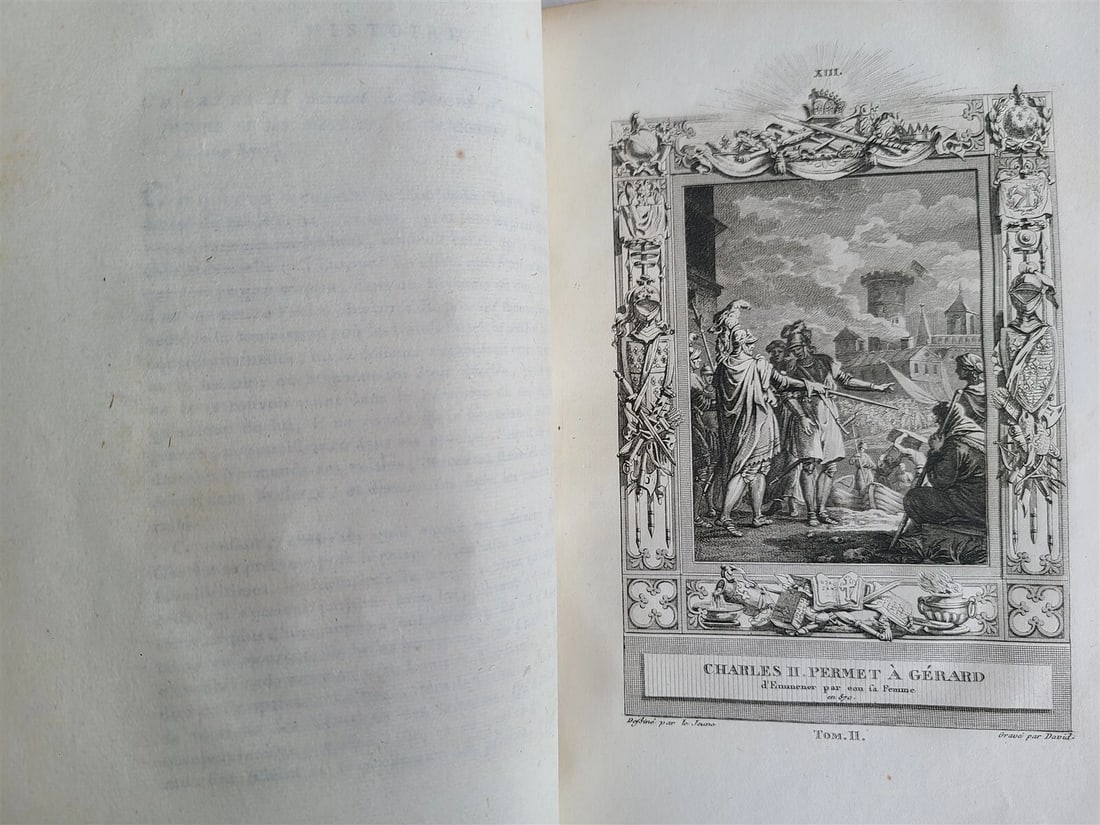 1787 FRENCH HISTORY 4 VOLUMES ILLUSTRATED w/ 115 NICE ENGRAVINGS antique - 20