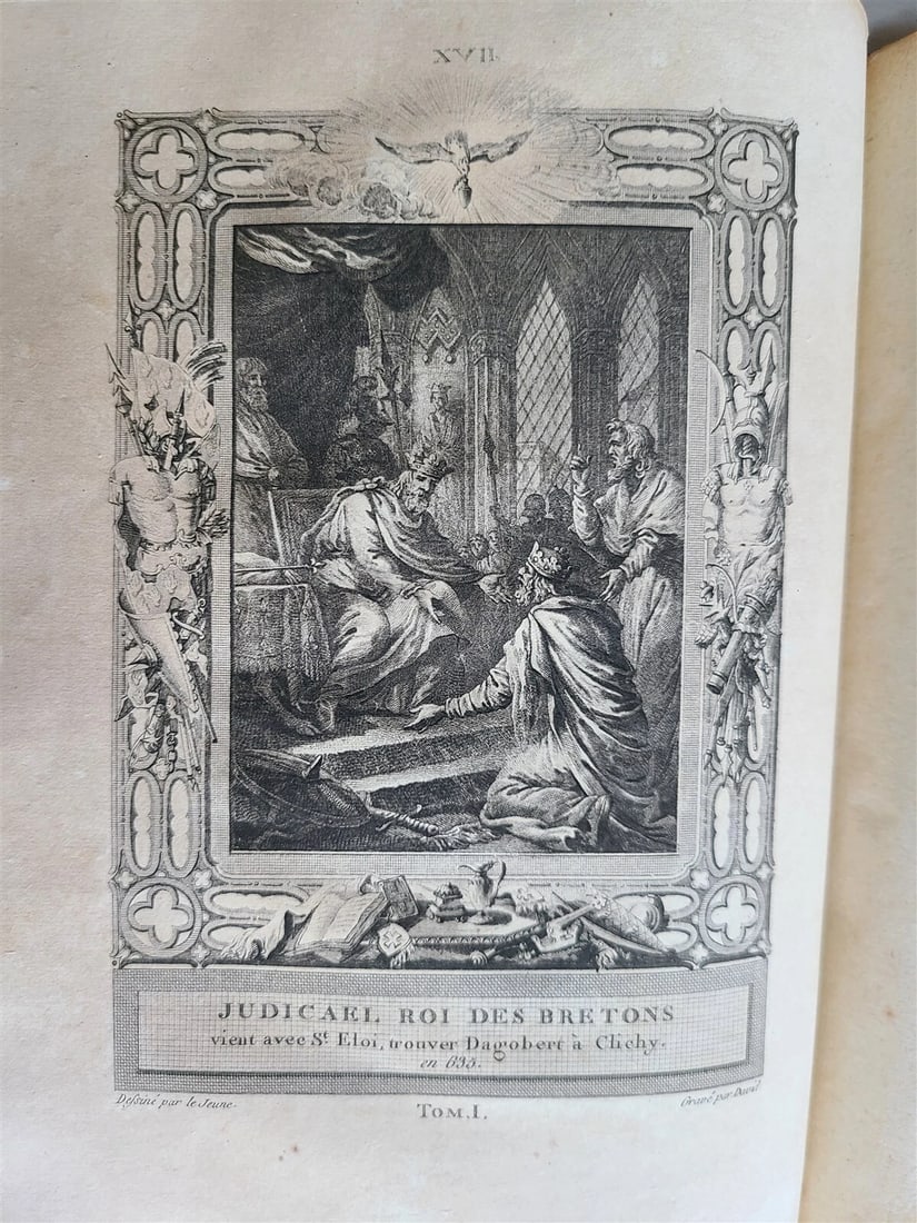 1787 FRENCH HISTORY 4 VOLUMES ILLUSTRATED w/ 115 NICE ENGRAVINGS antique - 6