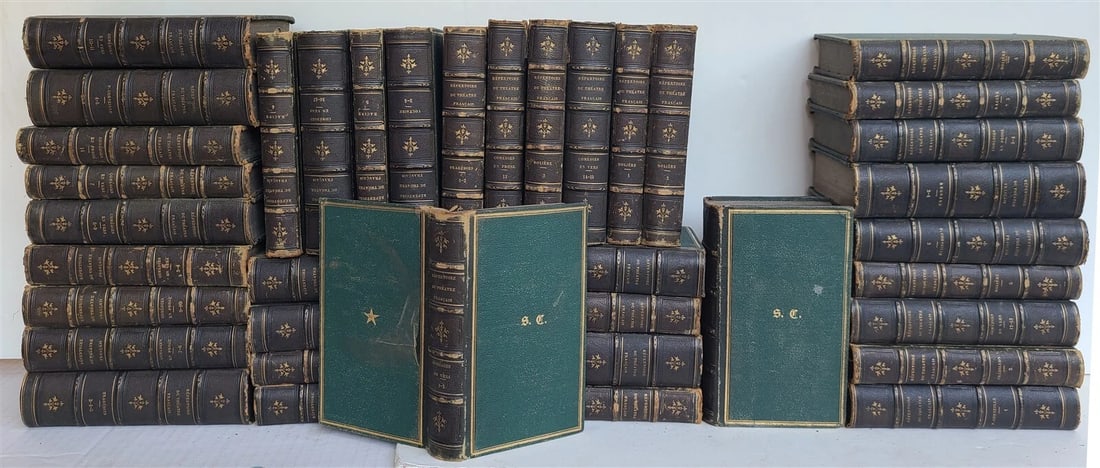 1818 FRENCH THEATRE PLAYS 38 VOLUMES antique DECORATIVE BINDINGS - 2