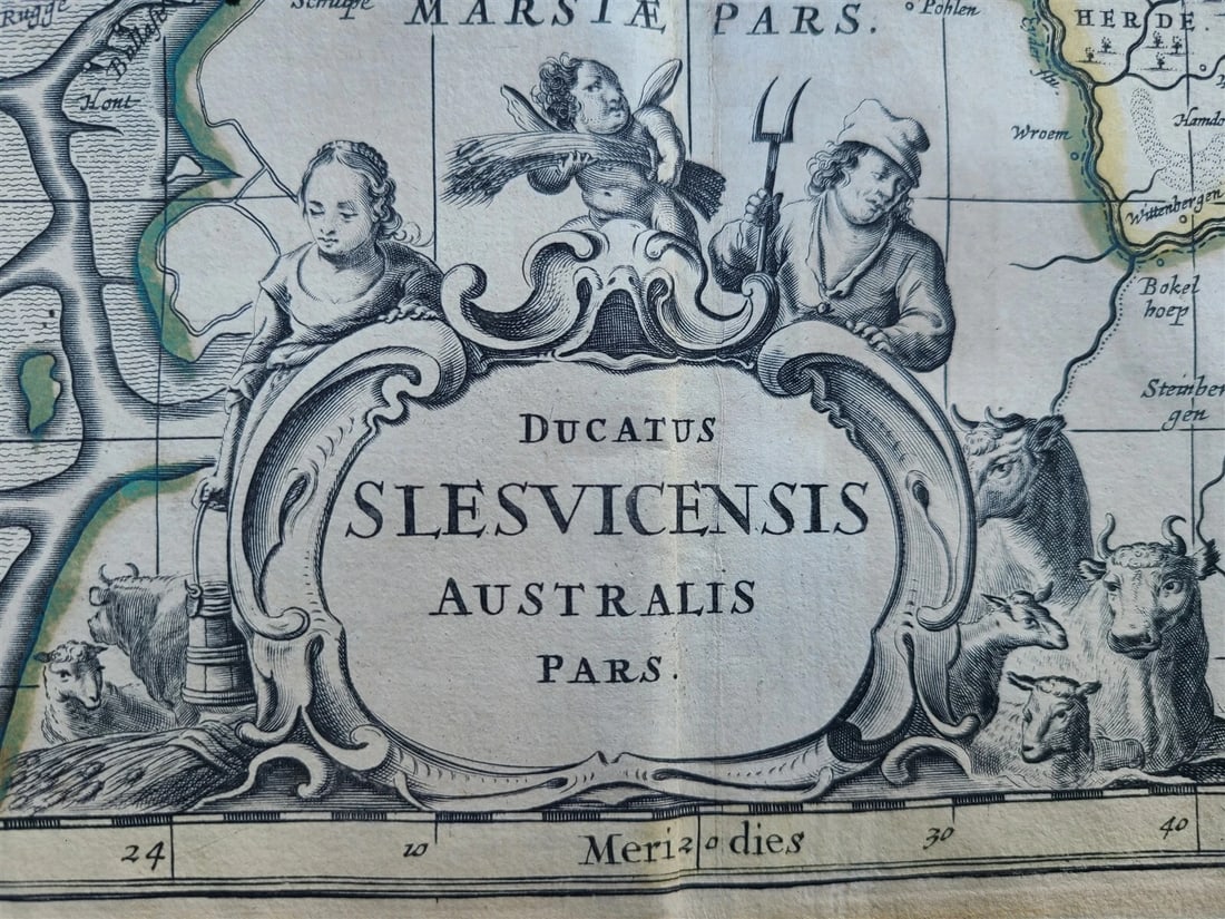 1680 MAP of GERMANY DUCATUS SLESVICENSIS AUSTRALIS PARS antique 20 x 24" - 2