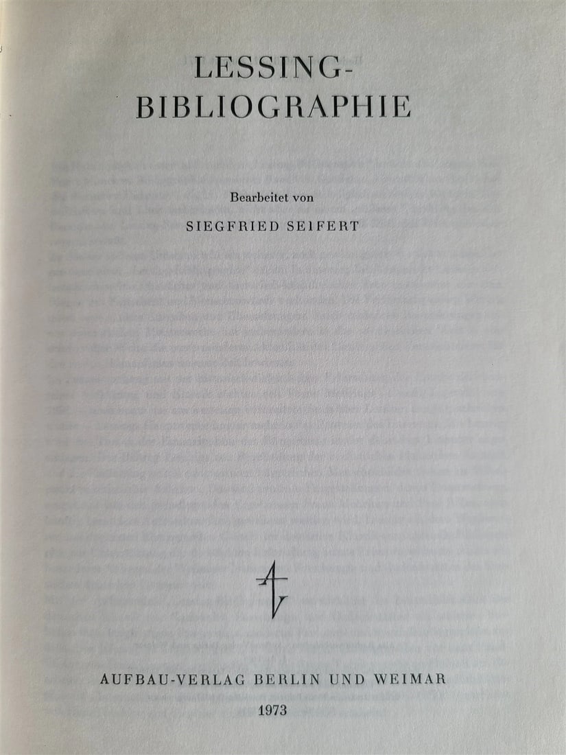 LESSING BIBLIOGRAPHIE in GERMAN - 2