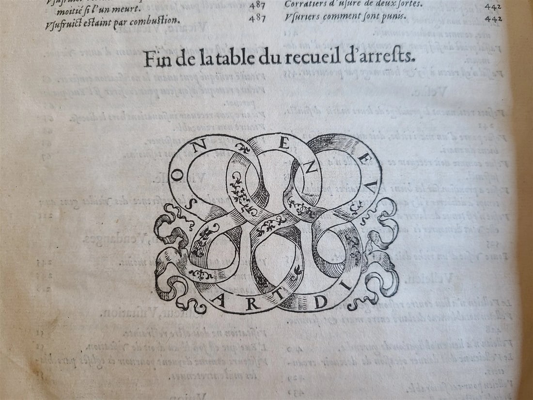 1568 NOTABLE JUDGMENTS OF SOVEREIGN COURTS OF FRANCE antique ARMORIAL BINDING - 8