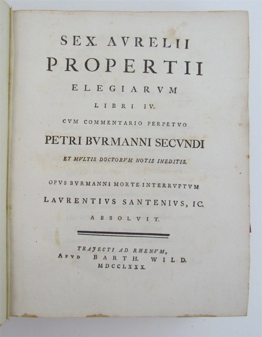 1780 Propertius POETRY Elegiarum UTRECHT ARMORIAL VELLUM BINDING antique - 3