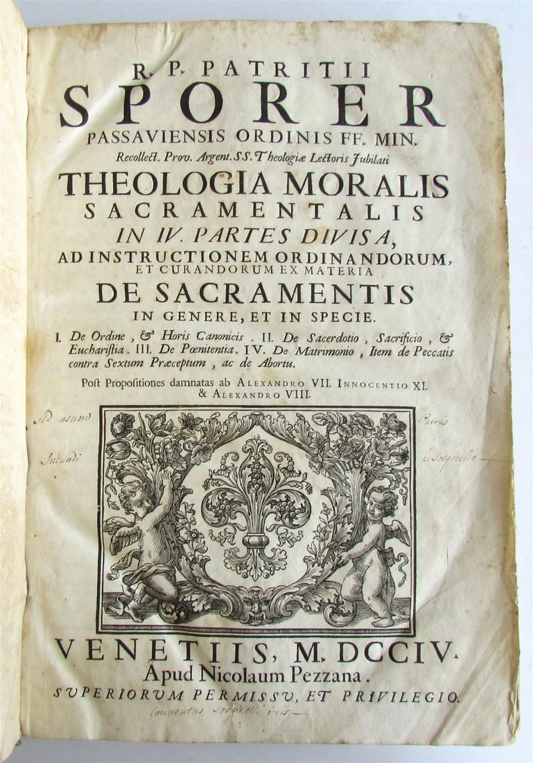 1704 PATRITII SPORER PASSAVIENSIS ORDINIS ANTIQUE FOLIO VELLUM BOUND - 3