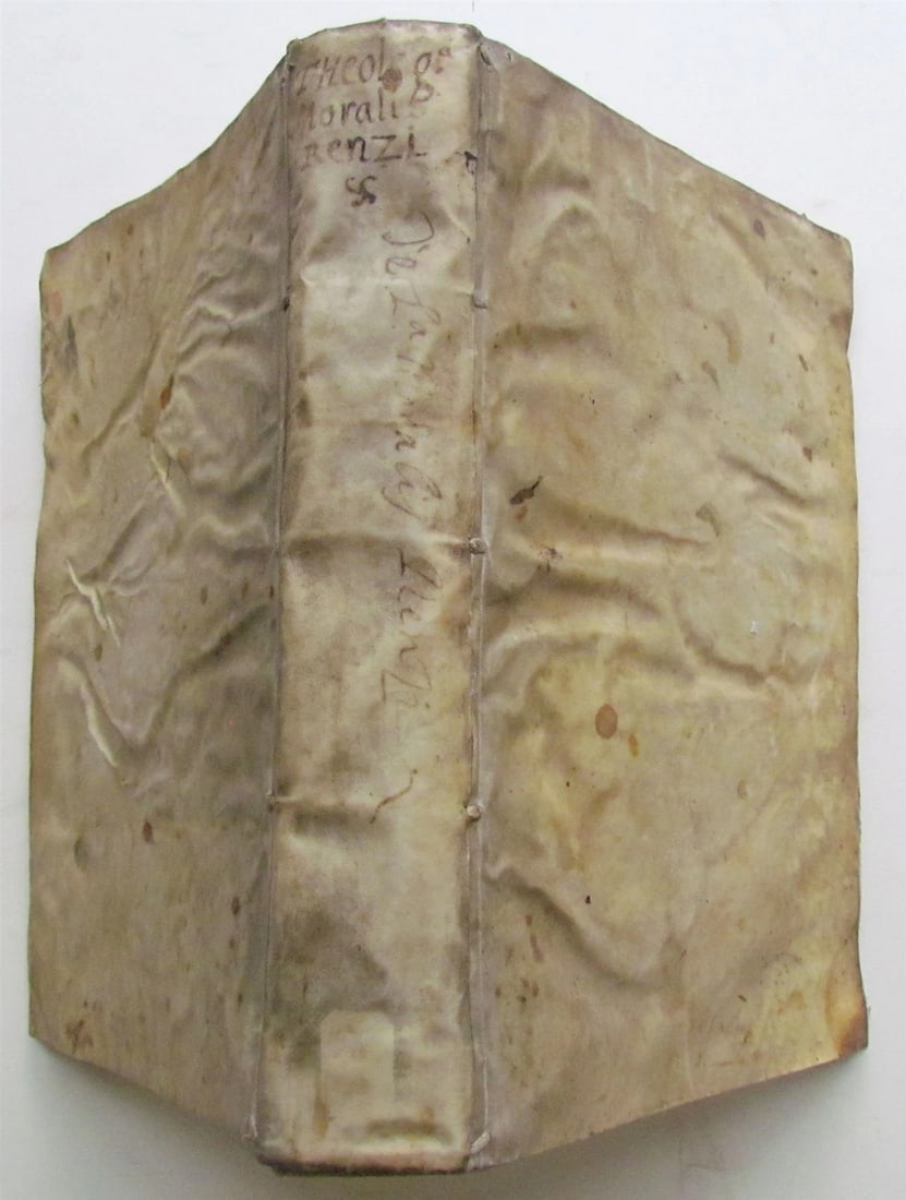 1671 VELLUM BOUND FOLIO ENCYCLOPEDIA UNIVERSAE THEOLOGICAE MORALIS antique LATIN: Title: 1671 VELLUM BOUND FOLIO ENCYCLOPEDIA UNIVERSAE THEOLOGICAE MORALIS antique LATIN Description: Publisher: Neapoli , 1671 Very good condition, with some wear of binding. Size 9 by 13"