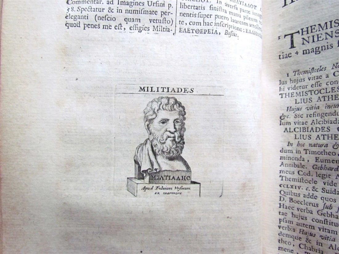 1734 ROMAN HISTORY ARMORIAL BINDING ILLUSTRATED antique LIVES of EMPERORS NEPOS - 8