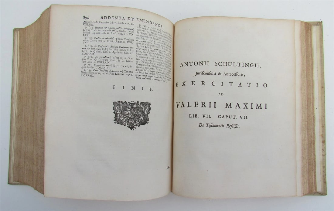 1726 FACTORUM DICTORUMQUE V. MAXIMUS ANTIQUE w/ HAGUE COAT OF ARMS VELLUM LATIN - 12