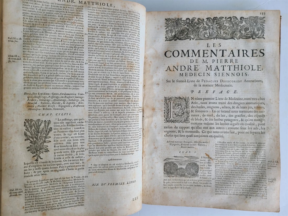 1680 MEDICAL PLANTS ILLUSTRATED w/ 1478 woodcuts antique by Mattioli FOLIO rare - 15