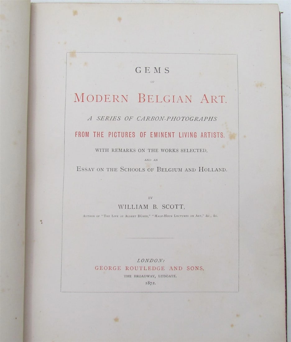 1872 GEMS of BELGIAN ART by W. SCOTT antique SIGNED FINE BINDING ILLUSTRATED - 5