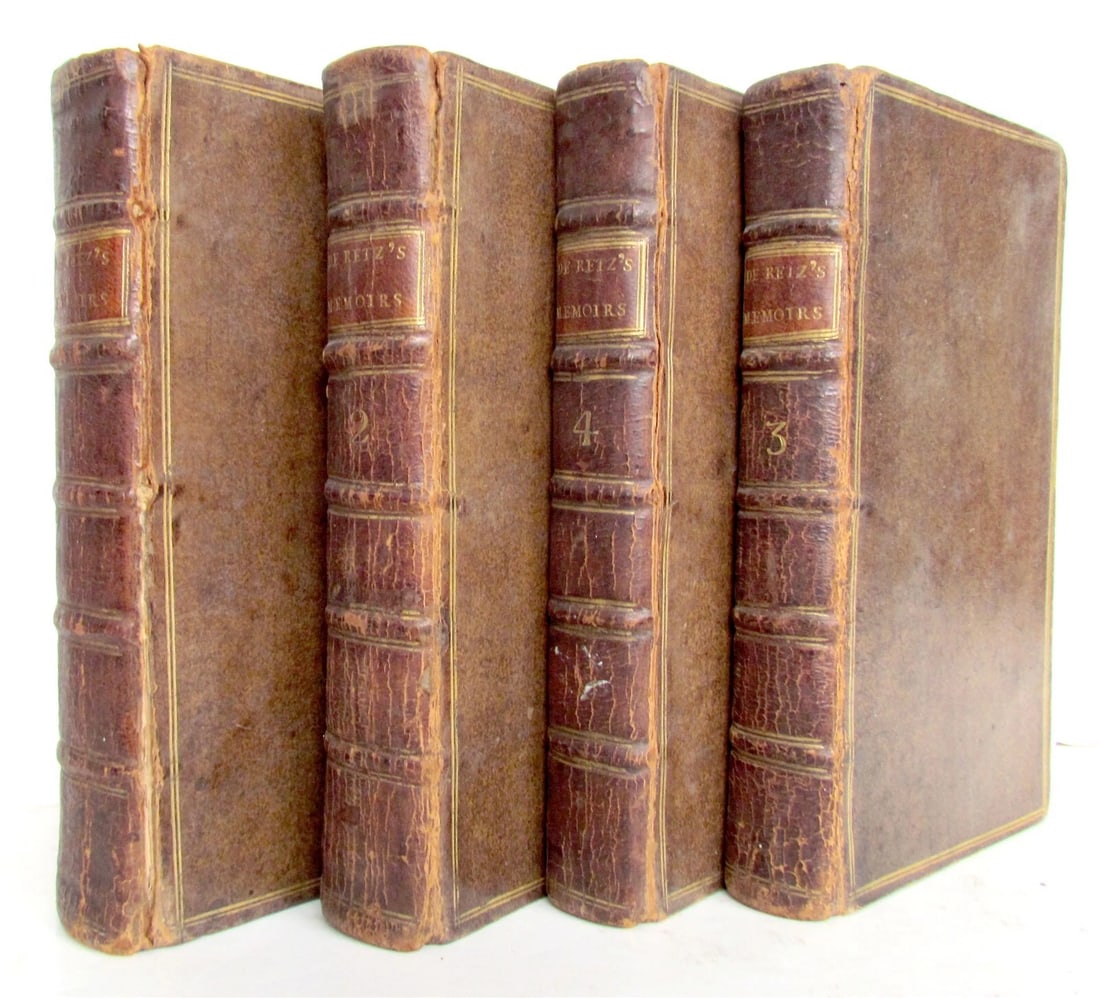 1723 MEMOIRS of the CARDINAL de RETZ 4 VOLUMES COMPLETE SET antique in ENGLISH (1 of 5)