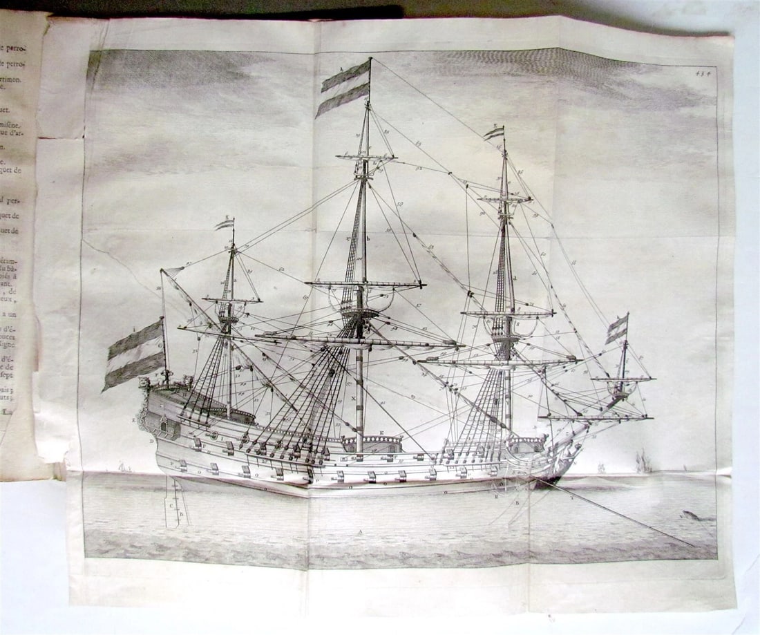 1702 NAVAL DICTIONARY ILLUSTRATED ship architecture maritime terminology antique - 6