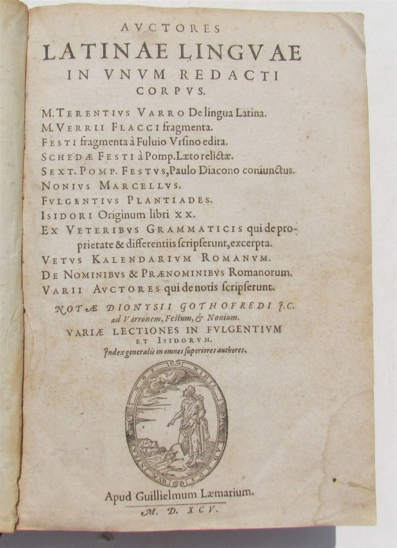 1595 LATIN LANGUAGE AUTHORS by GOTHOFREDUS antique 16th CENTURY: Title: 1595 LATIN LANGUAGE AUTHORS by GOTHOFREDUS antique 16th CENTURY Description: GOTHOFREDUS, D., (ed.). Auctores Latinæ linguæ in unum redacti corpus. (Geneva), G. Læmarius, 1595. (