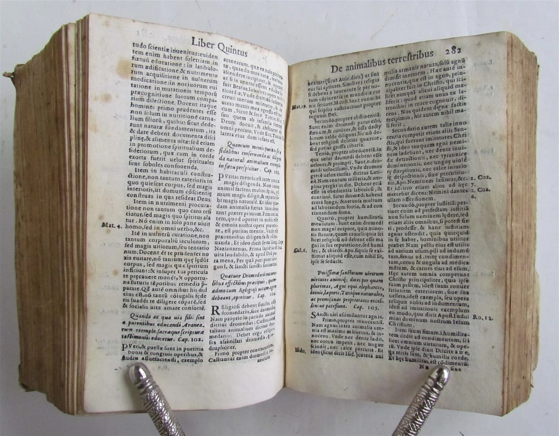 1582 NATURAL & ART HISTORY FOR CLERGY antique VELLUM BOUND 16th CENTURY - 6