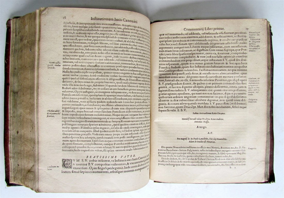1584 LAW BOOK antique Institutiones iuris canonici IO. PAULO LANCELOTTO PERUSINO - 10
