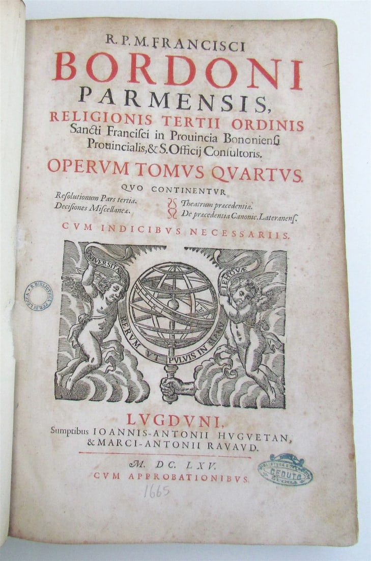 1665 THEOLOGY by Francesco Bordoni antique FOLIO VELLUM BOUND - 3