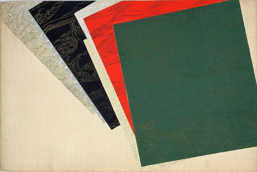 SEKKA, Kamisaka (1886-1942): Decorated papers: Artist: SEKKA, Kamisaka (1886-1942) Title: Decorated papers Series: from: A Thousand Grasses Publisher: Yamada Unsodo Date: 1899-1903 Medium: Woodblock print Size/Format: c. 9 3/4" x 14" Description: 
