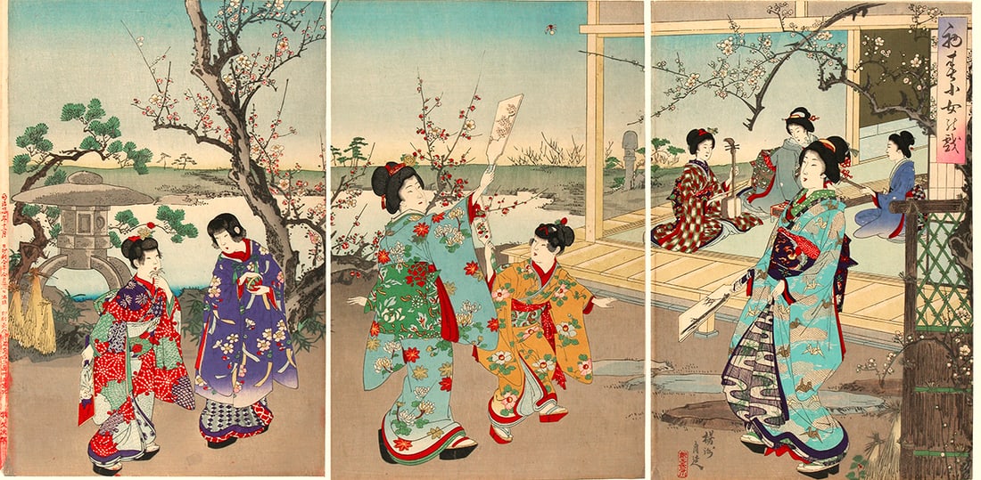 Toyohara CHIKANOBU (1838-1912): Young Girls' New Games (1 of 1)