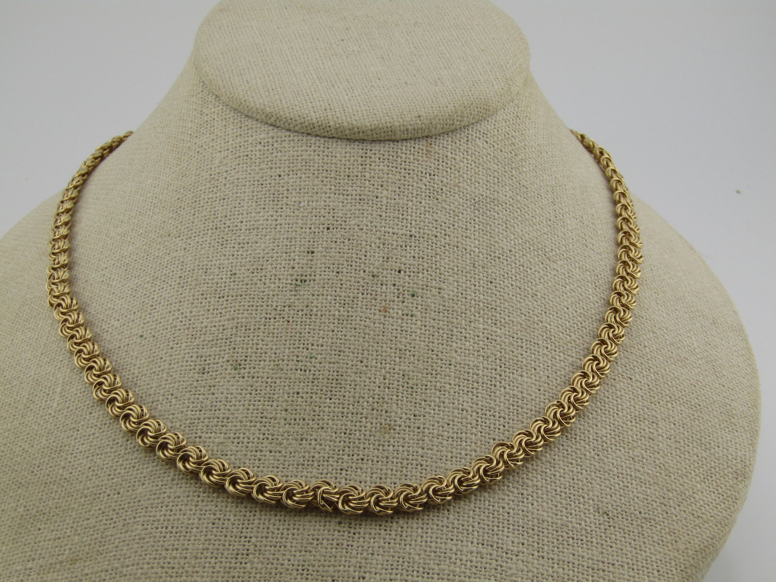 Vintage 14kt Blossom Wrapped Link Necklace, 18", 1980's - 2