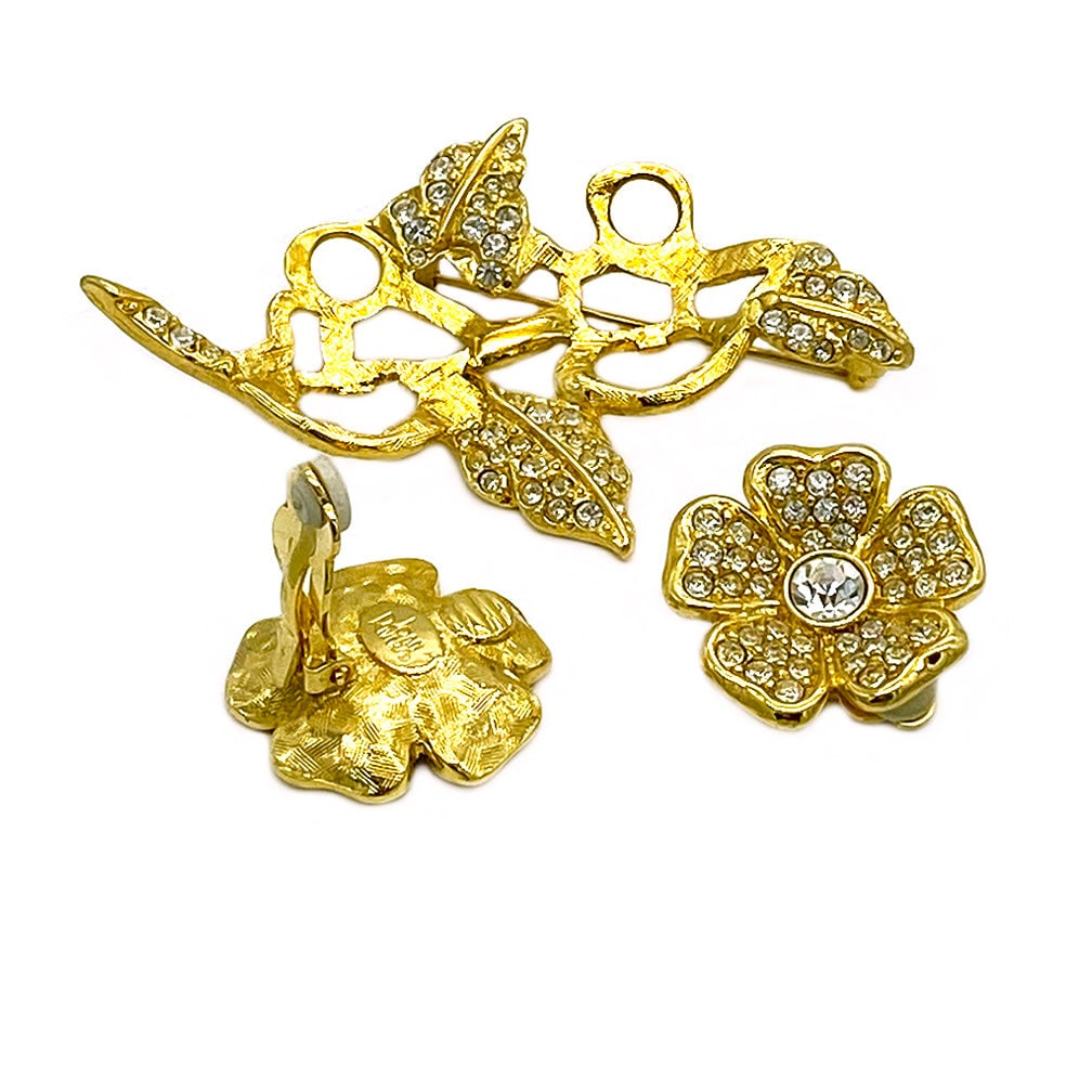 Joan Rivers Flower Earrings on Brooch - 4