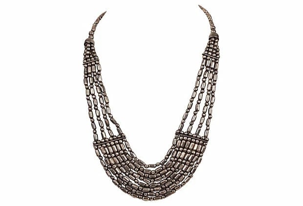 India Style White Metal Bead Necklace - 2