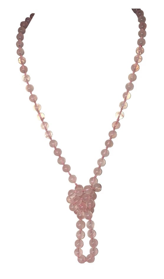 Rose Quartz Round Bead Endless Necklace - 2