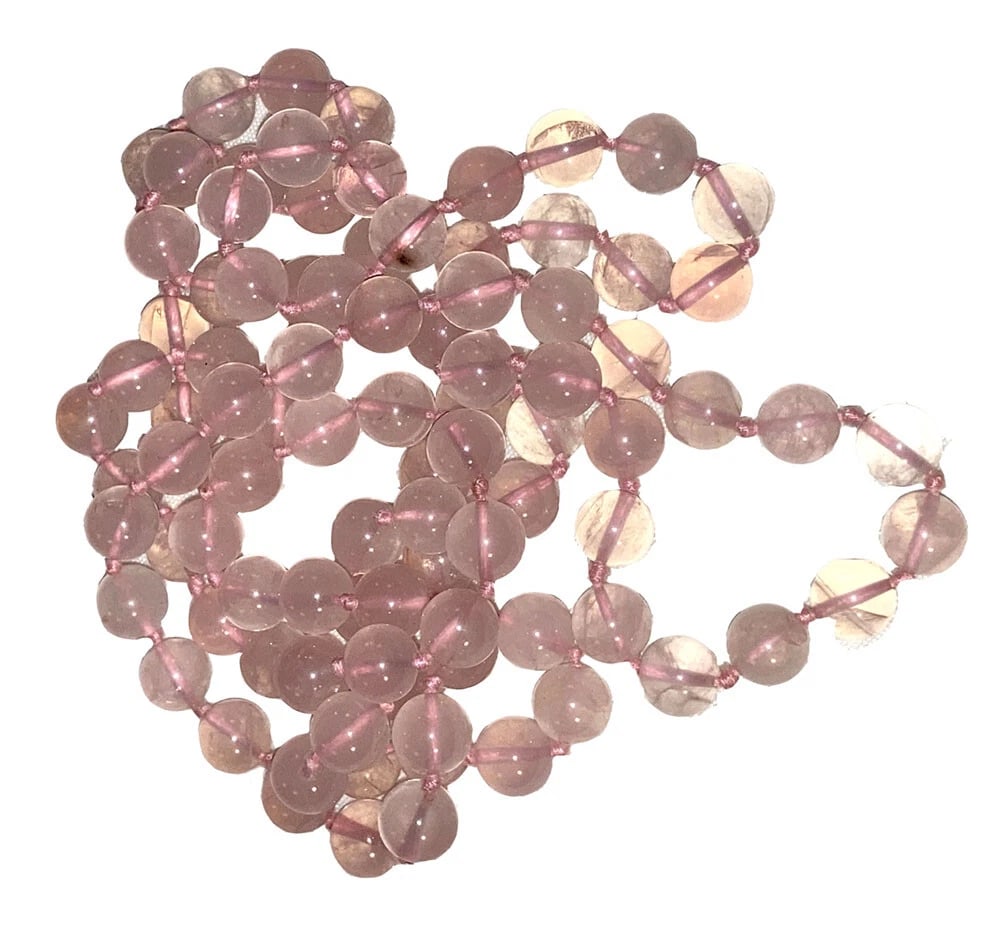 Rose Quartz Round Bead Endless Necklace - 4