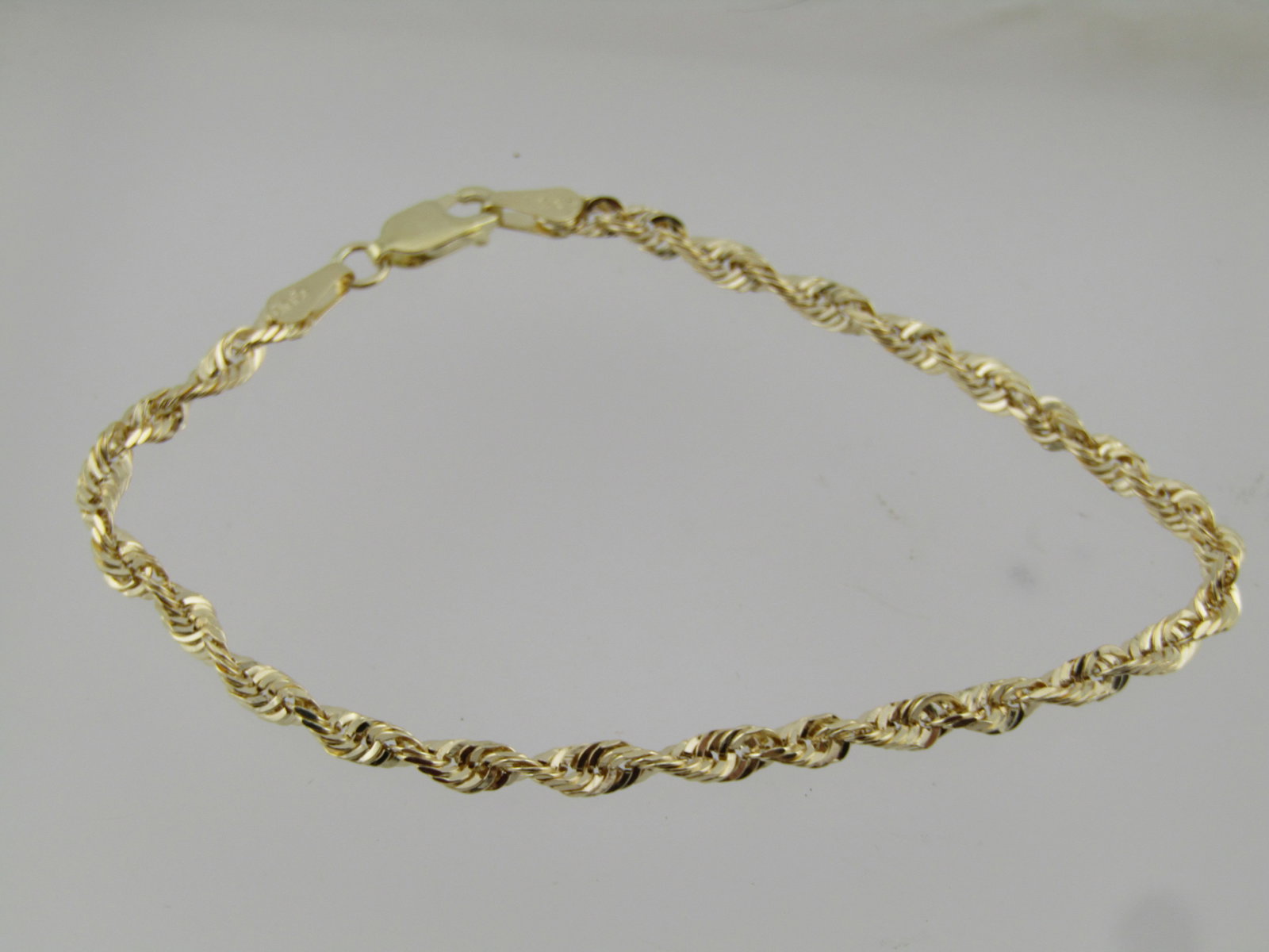 10kt Rope Chain Bracelet, 7", 3mm, New - 2