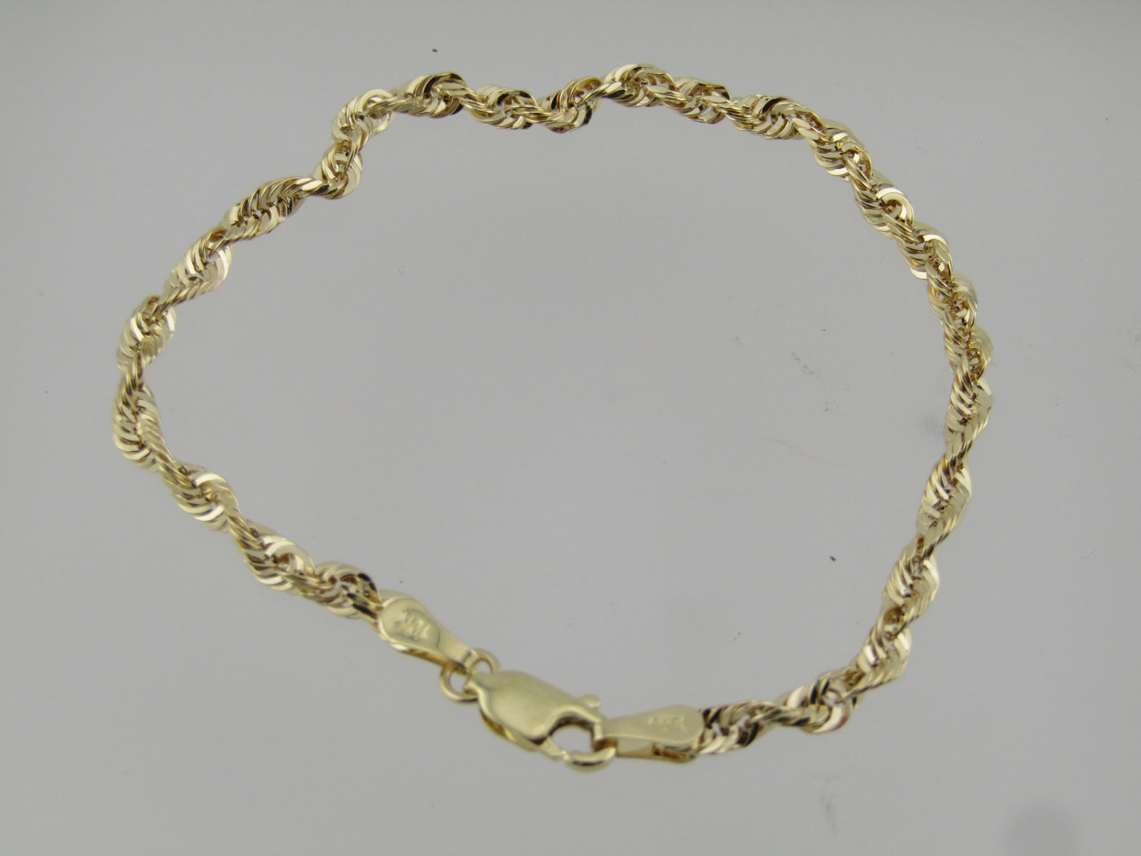 10kt Rope Chain Bracelet, 7", 3mm, New - 4